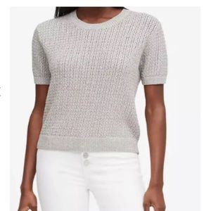 Banana Republic Grey Metallic Semi-Fitted Short Sleeve Sweater - Size Medium